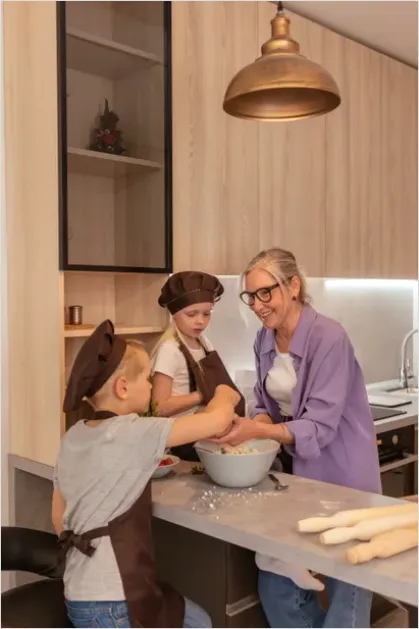 Detail Grandparents With Grandchildren Baking Together Number 8