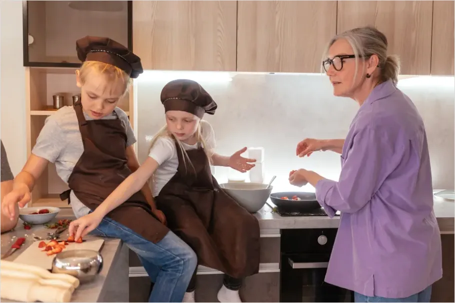 Detail Grandparents With Grandchildren Baking Together Number 9