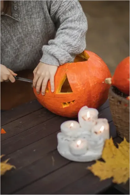Detail Halloween Pumpkin Carving Hands Close Up Number 14