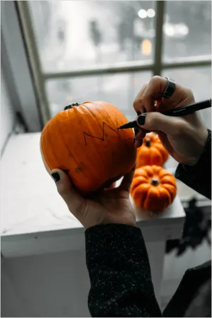 Detail Halloween Pumpkin Carving Hands Close Up Number 15