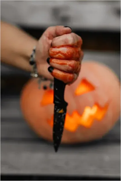 Detail Halloween Pumpkin Carving Hands Close Up Number 4