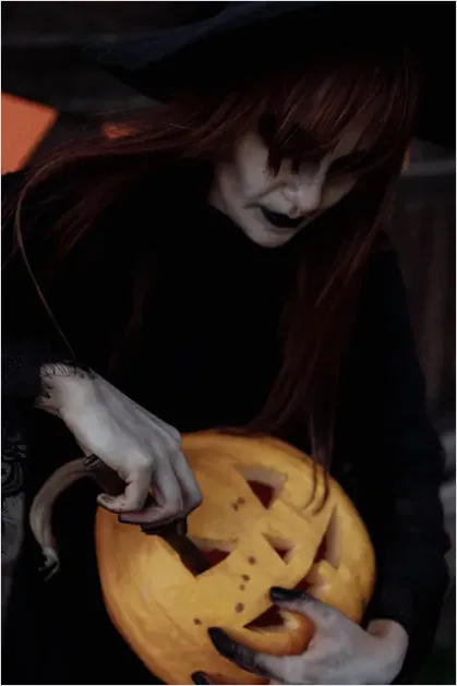Detail Halloween Pumpkin Carving Hands Close Up Number 7