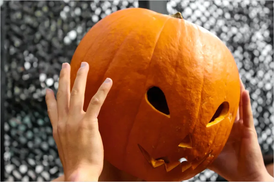 Detail Halloween Pumpkin Carving Hands Close Up Number 9