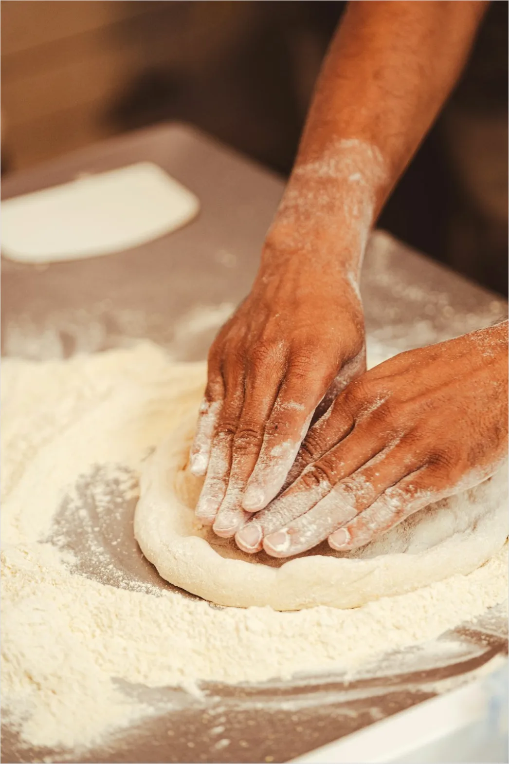 Detail Hands Kneading Dough Flour Dust Close Up Number 11