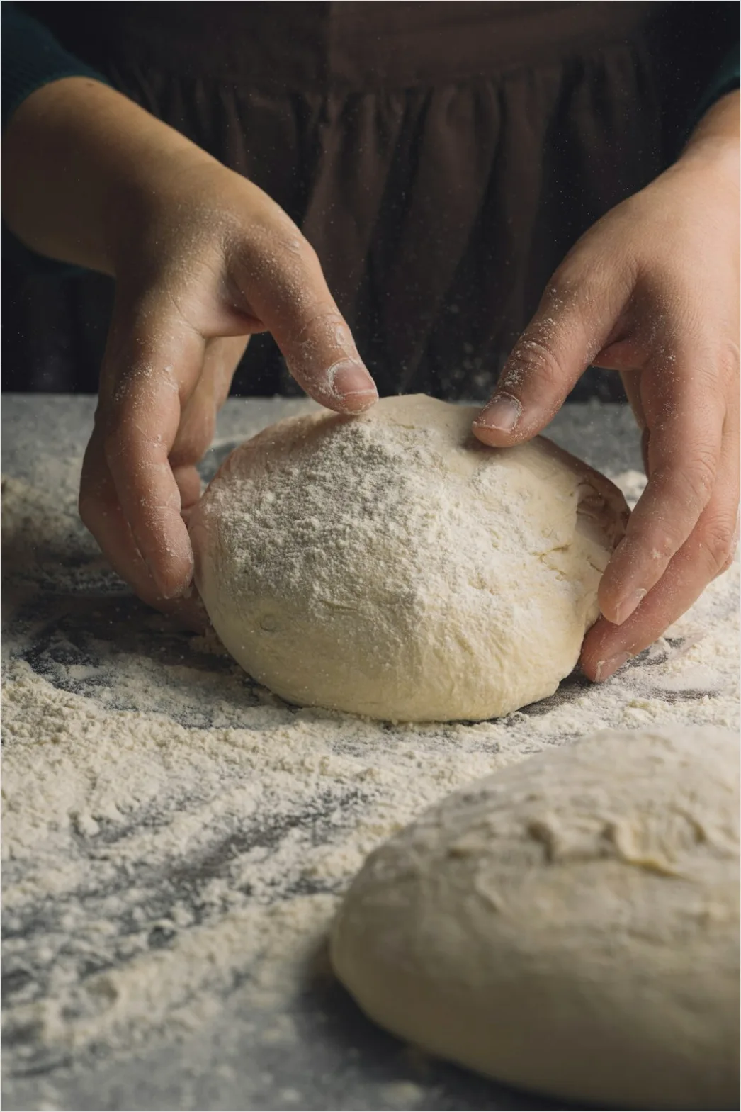 Detail Hands Kneading Dough Flour Dust Close Up Number 12