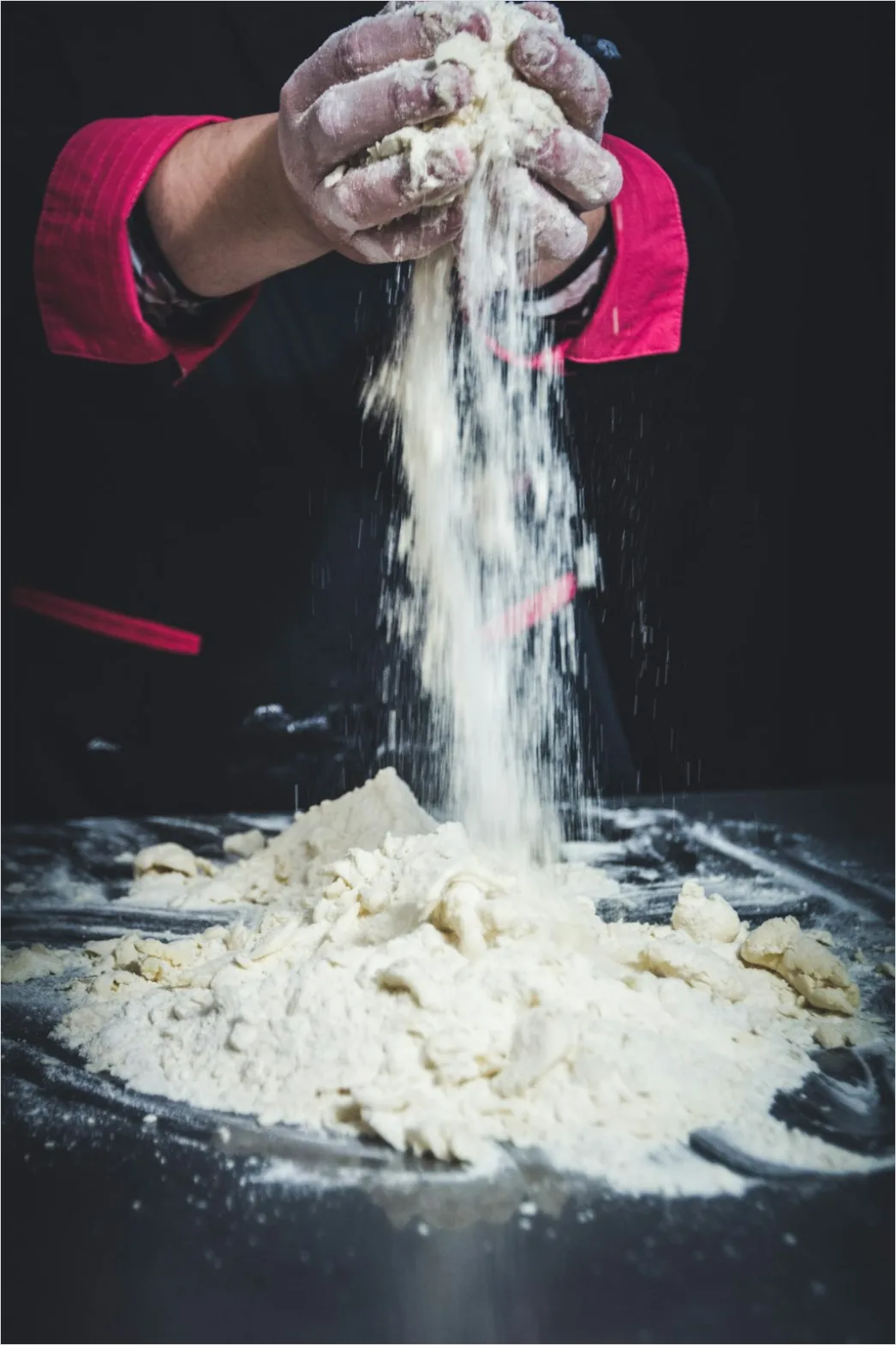 Detail Hands Kneading Dough Flour Dust Close Up Number 13
