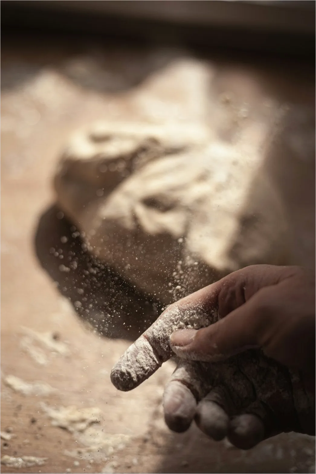 Detail Hands Kneading Dough Flour Dust Close Up Number 3