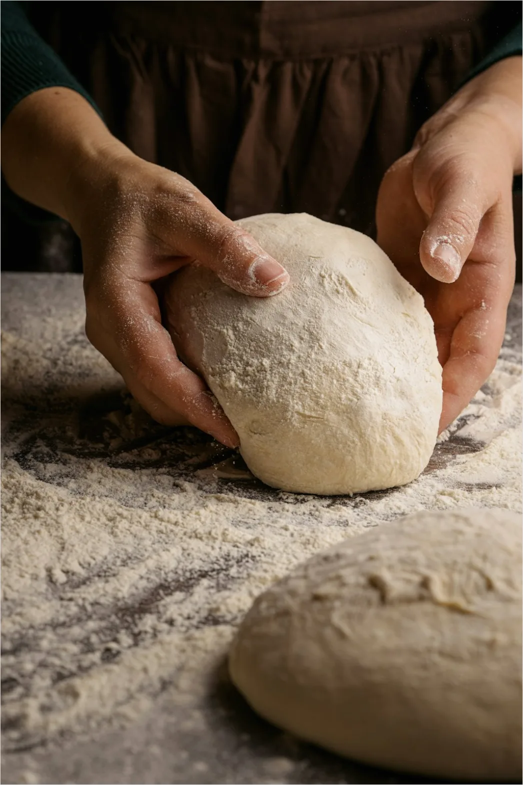 Detail Hands Kneading Dough Flour Dust Close Up Number 6