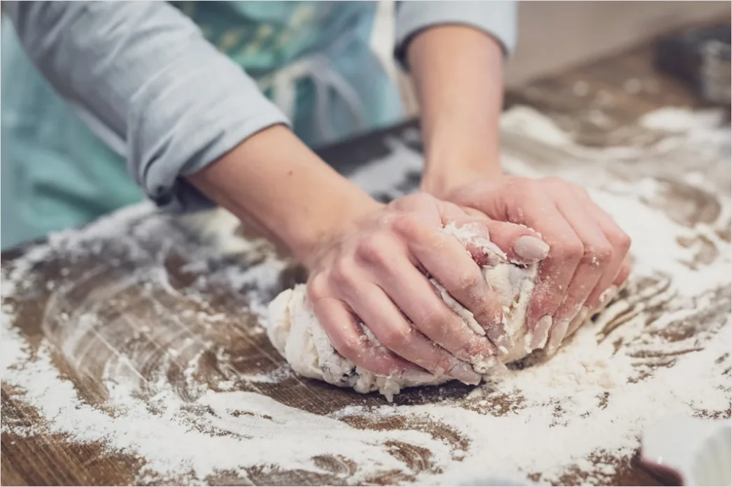 Detail Hands Kneading Dough Flour Dust Close Up Number 8