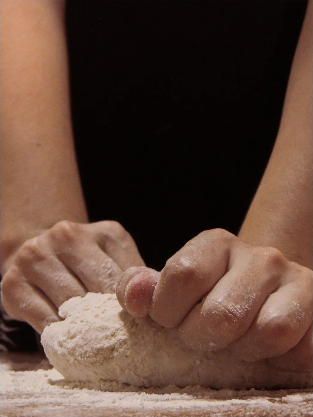 Detail Hands Kneading Dough Flour Dust Close Up Number 10