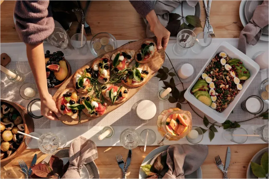 Detail Holiday Family Dinner Table Overhead View Number 15