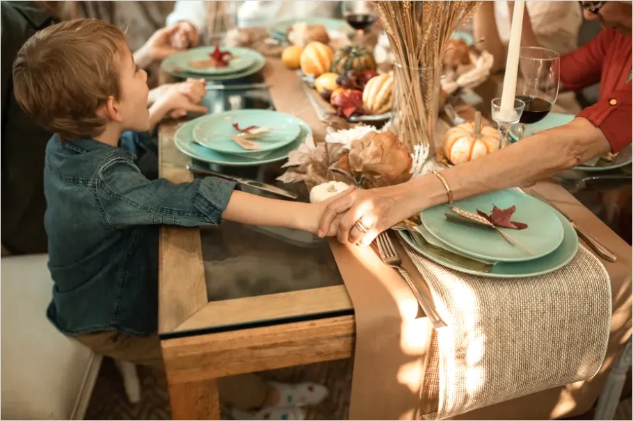 Detail Holiday Family Dinner Table Overhead View Number 3