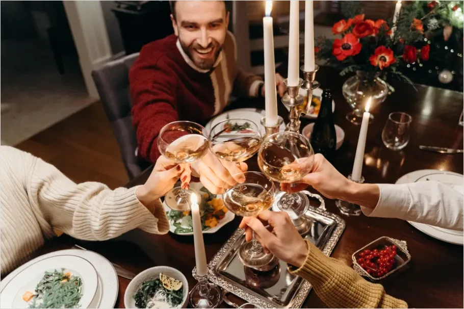 Detail Holiday Family Dinner Table Overhead View Number 6