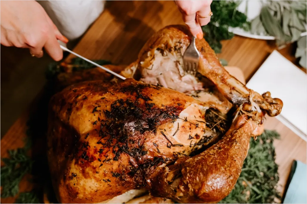 Detail Holiday Turkey Carving Dinner Table Scene Number 2