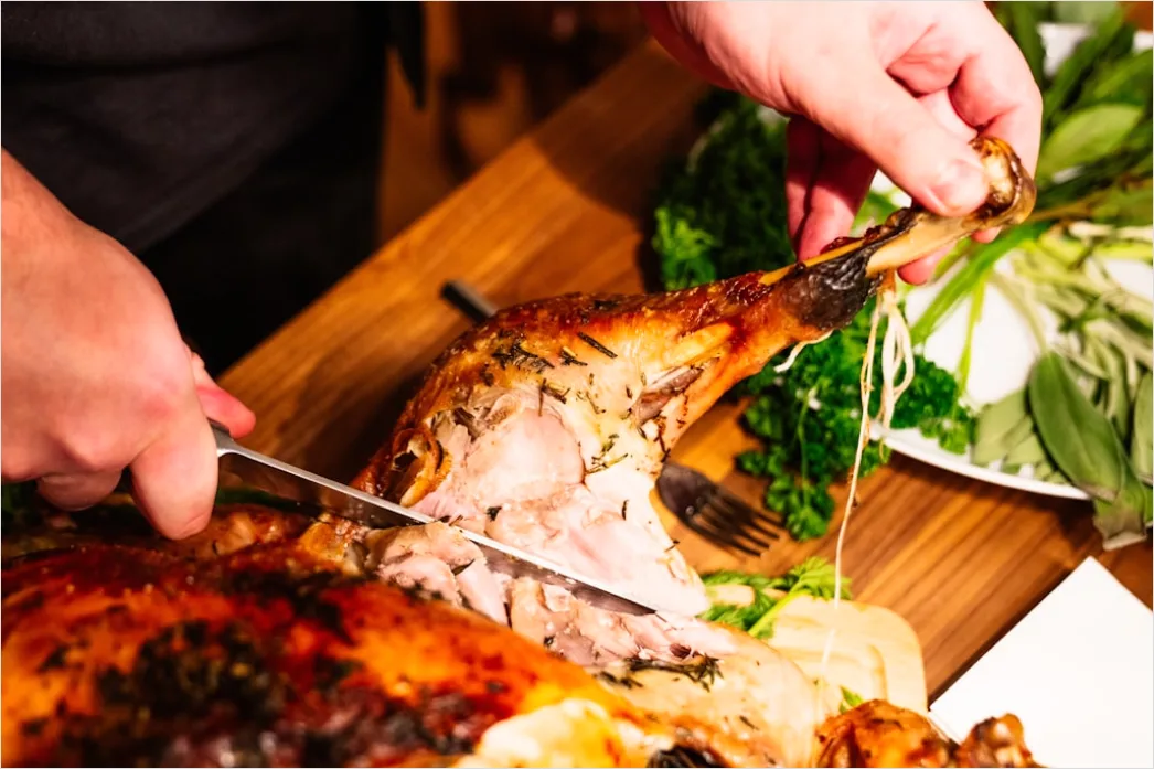 Detail Holiday Turkey Carving Dinner Table Scene Number 14