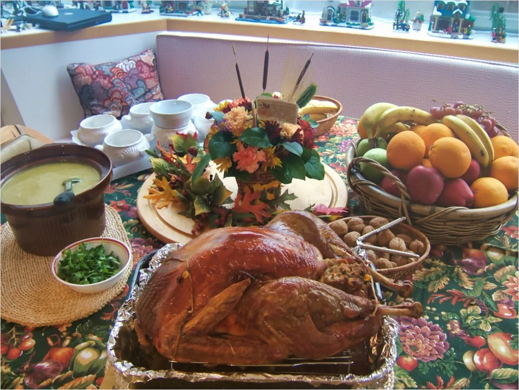 Detail Holiday Turkey Carving Dinner Table Scene Number 16