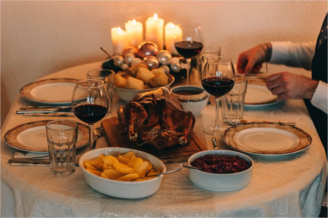 Detail Holiday Turkey Carving Dinner Table Scene Number 4