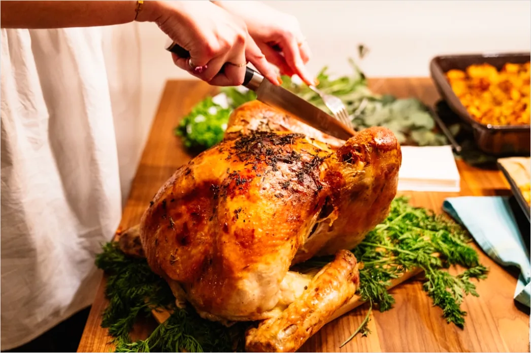 Detail Holiday Turkey Carving Dinner Table Scene Number 5