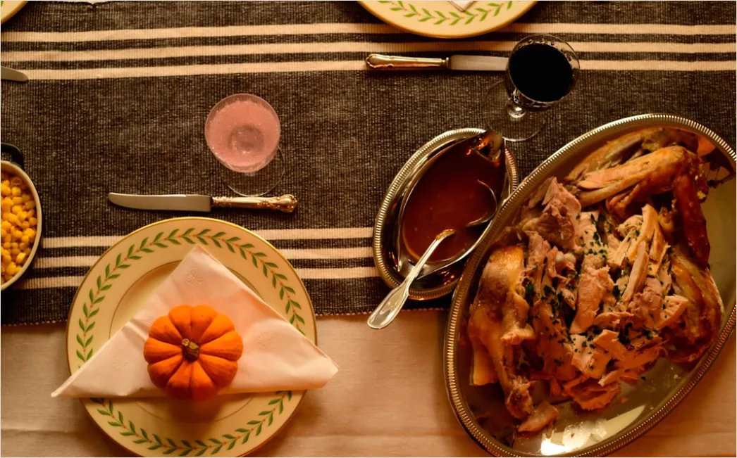 Detail Holiday Turkey Carving Dinner Table Scene Number 9