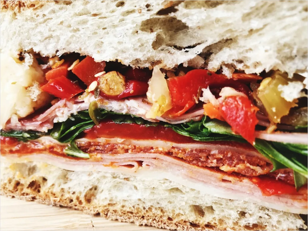 Homemade Sandwich Cut In Half Close Up Ce28