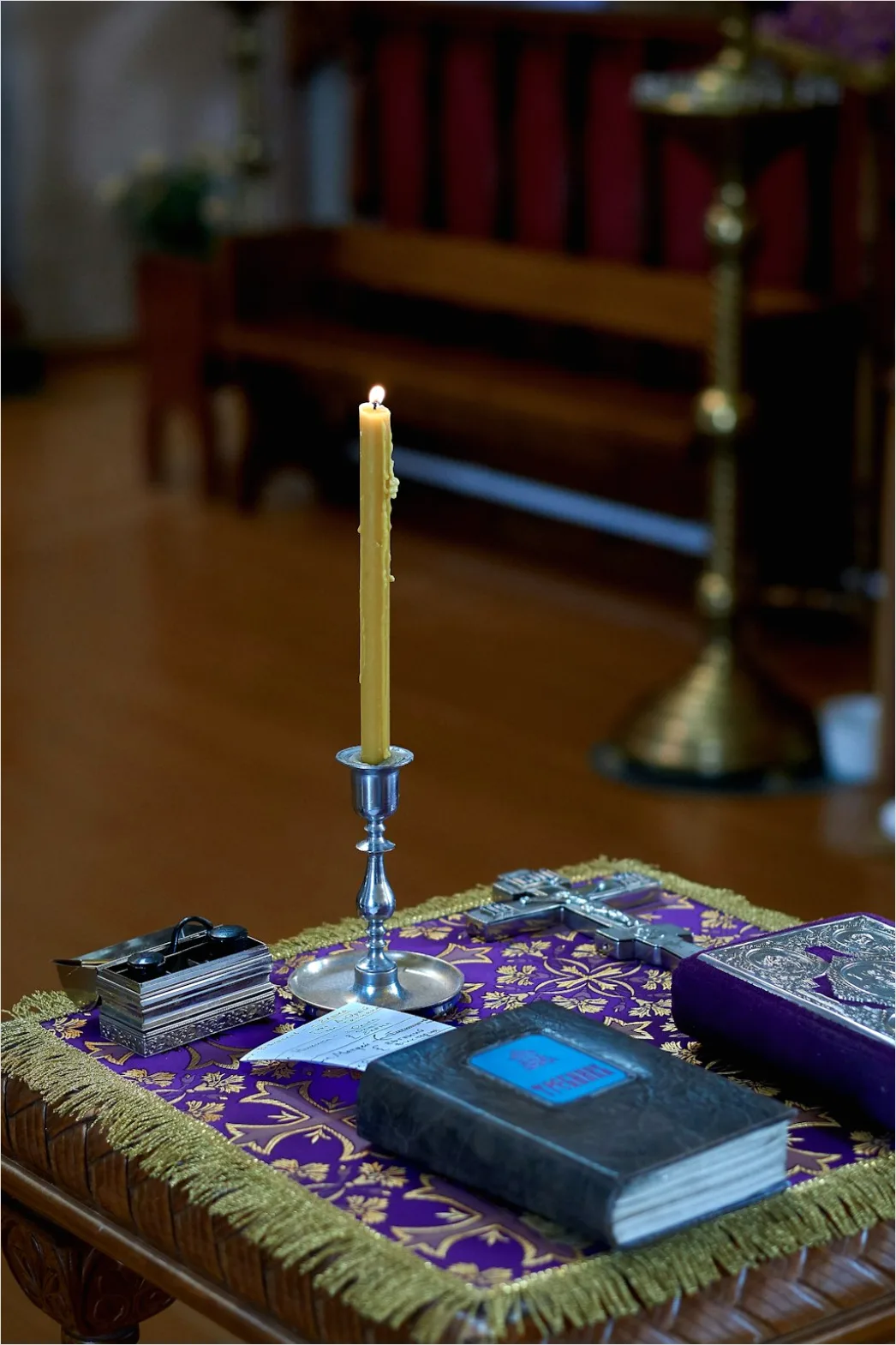 Detail Lent Season Candles Purple Cloth Number 14