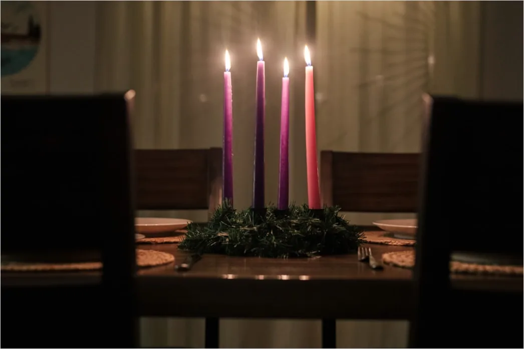 Detail Lent Season Candles Purple Cloth Number 15