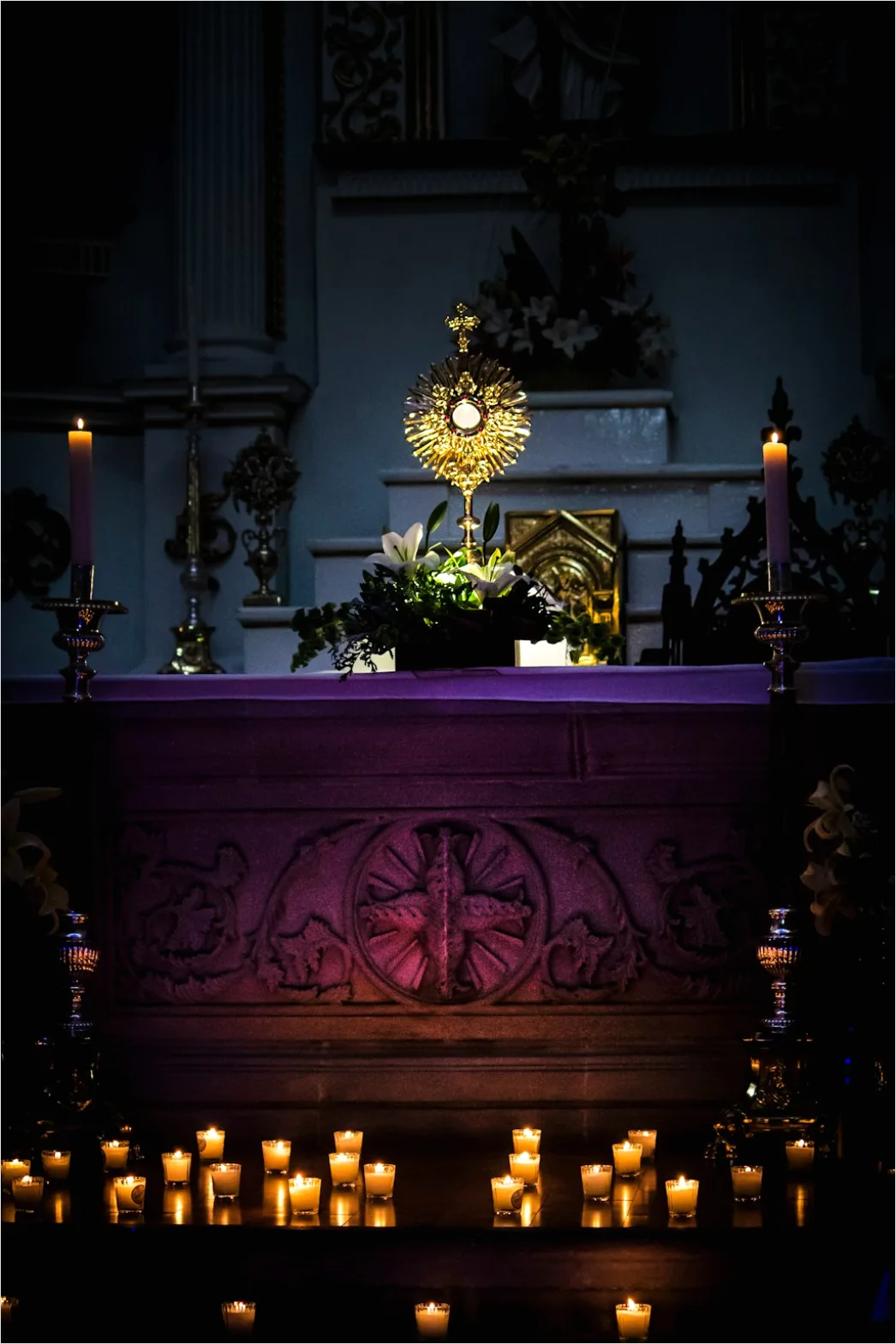 Detail Lent Season Candles Purple Cloth Number 16