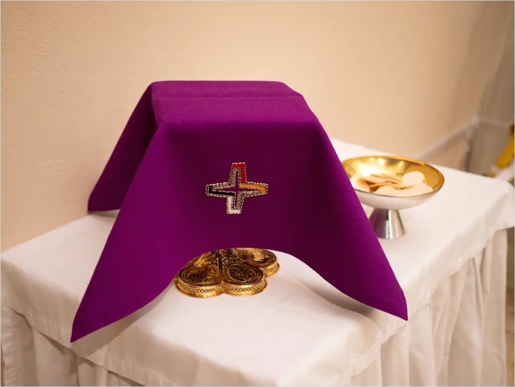Detail Lent Season Candles Purple Cloth Number 5