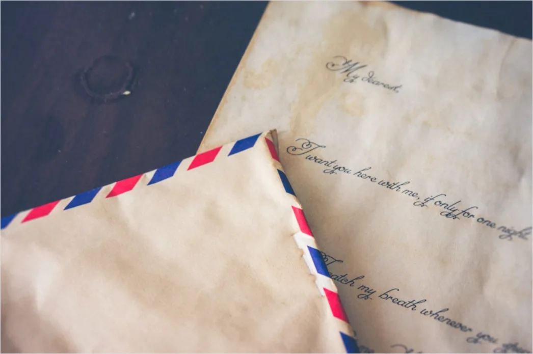 Detail Love Letter Envelope Wax Seal Close Up Number 8