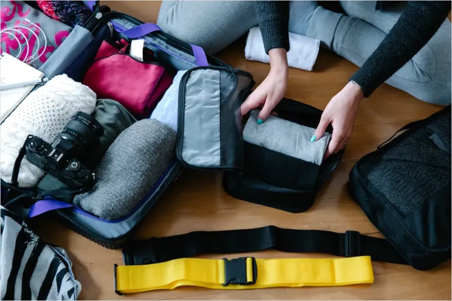 Detail Luggage Suitcase Packed Open Number 13