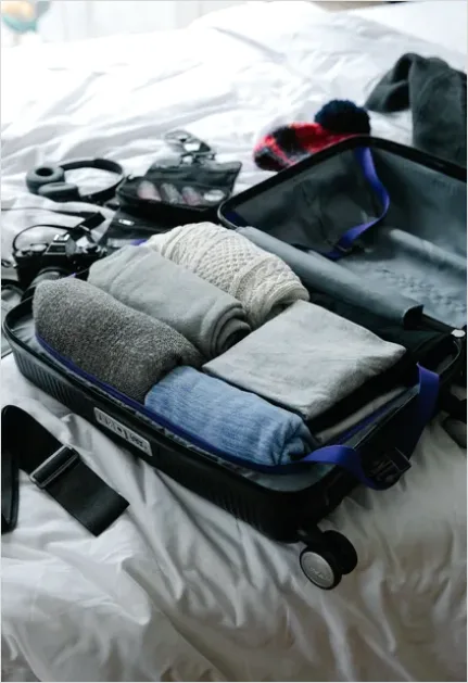 Detail Luggage Suitcase Packed Open Number 4