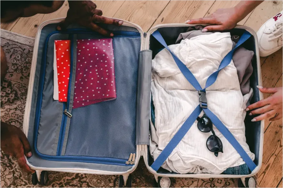 Detail Luggage Suitcase Packed Open Number 5