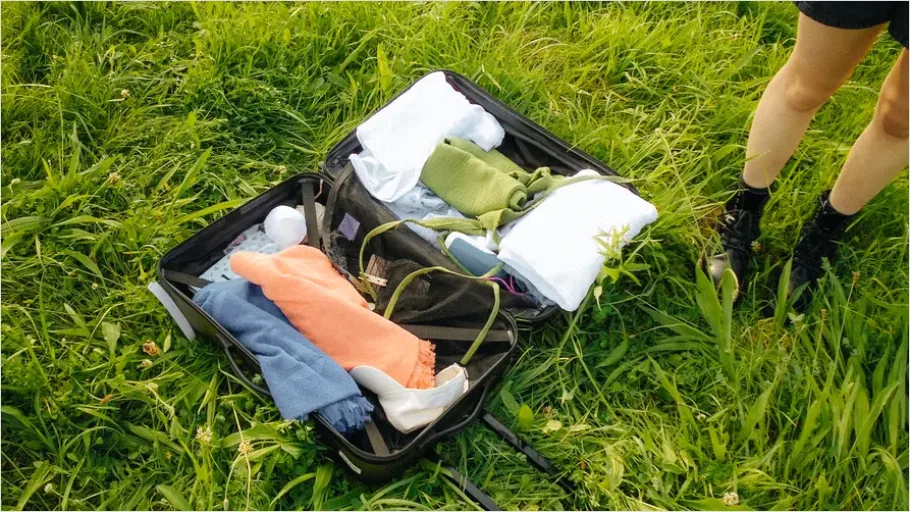 Detail Luggage Suitcase Packed Open Number 8