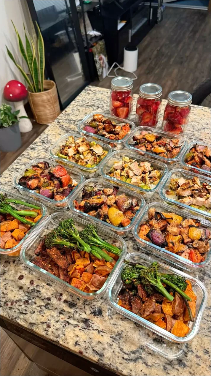 Detail Meal Prep Ingredients Lined Up Counter Number 5