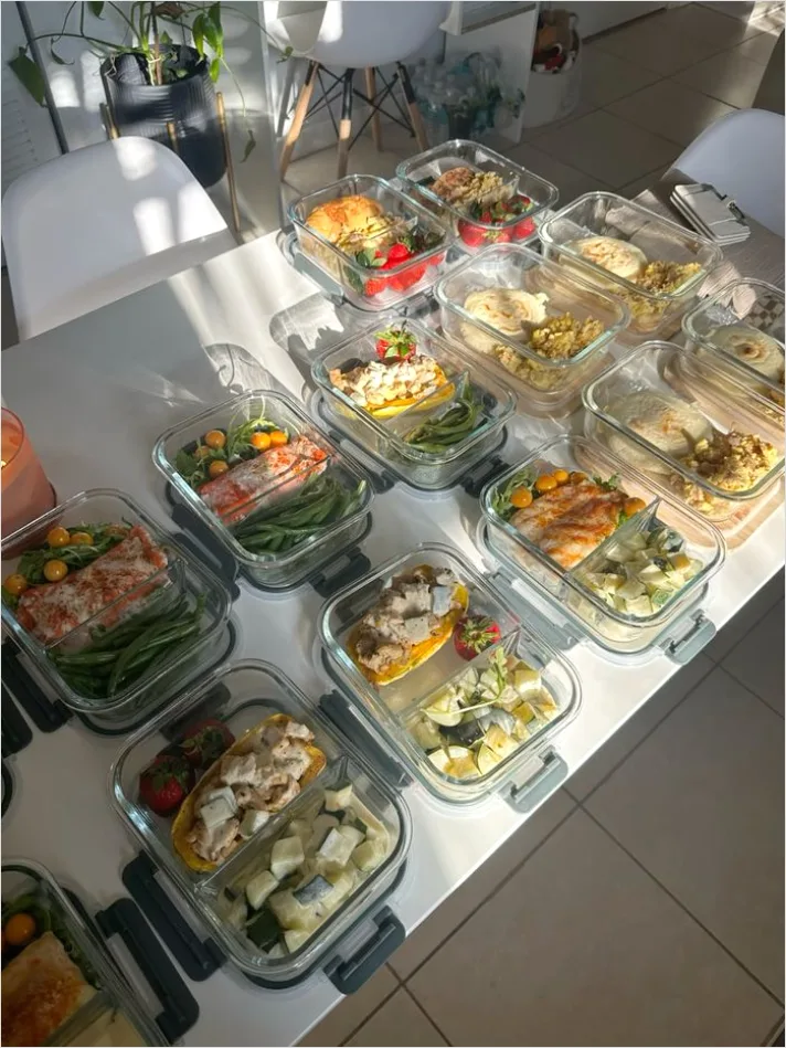 Detail Meal Prep Ingredients Lined Up Counter Number 6