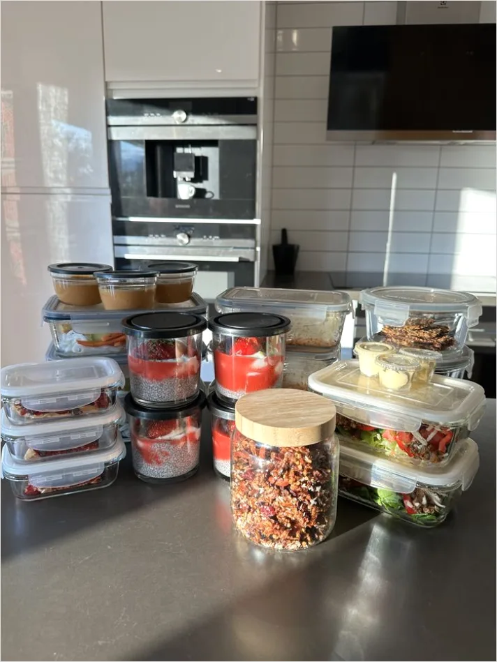 Detail Meal Prep Ingredients Lined Up Counter Number 2