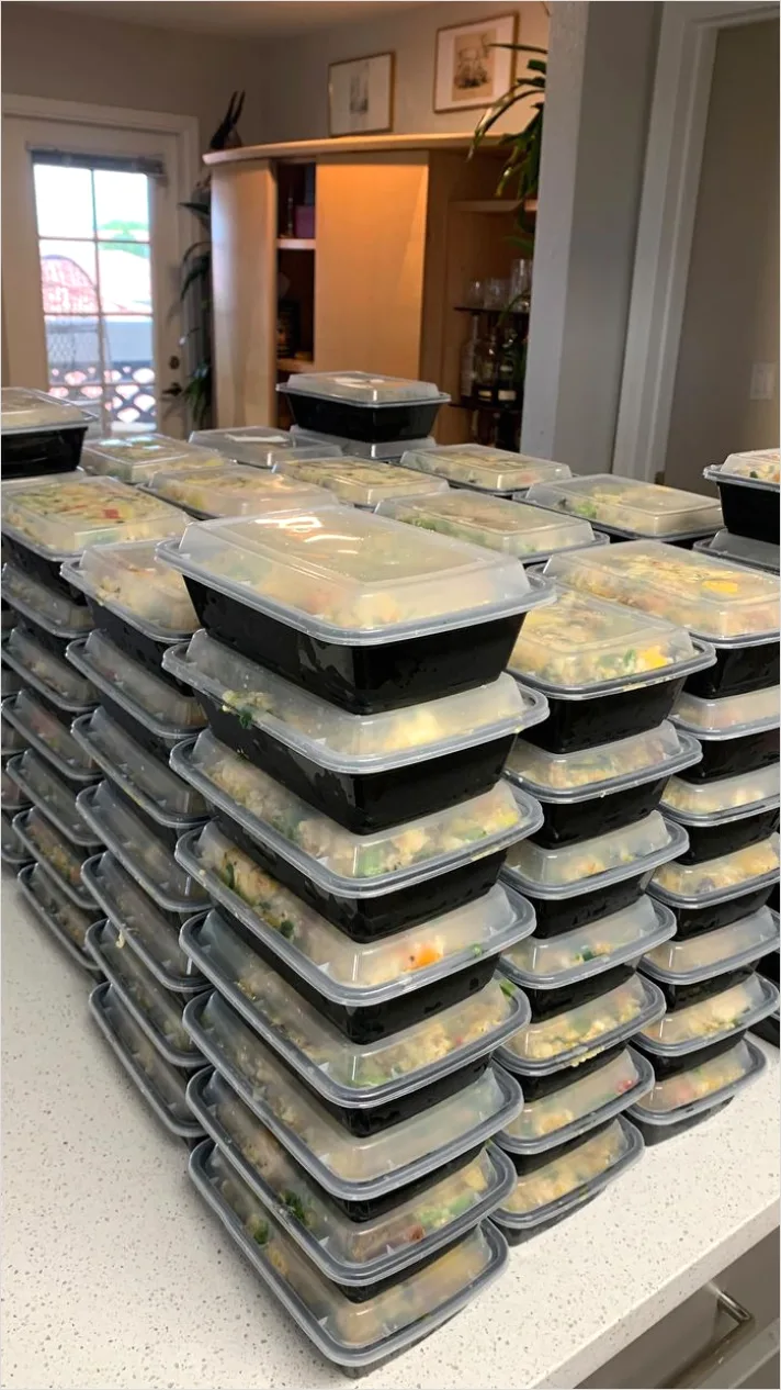 Detail Meal Prep Ingredients Lined Up Counter Number 4