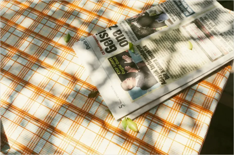 Detail Newspaper On Table Morning Number 13