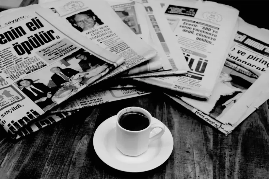 Detail Newspaper On Table Morning Number 6