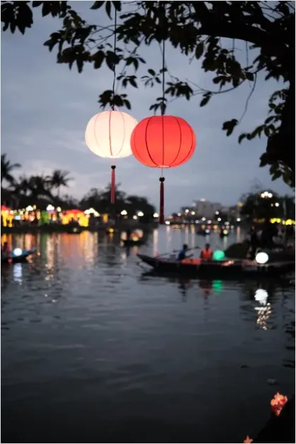 Detail Obon Lanterns River Night Reflection Number 14
