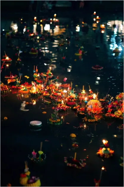Detail Obon Lanterns River Night Reflection Number 15