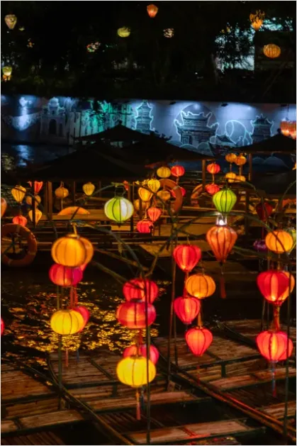 Detail Obon Lanterns River Night Reflection Number 7