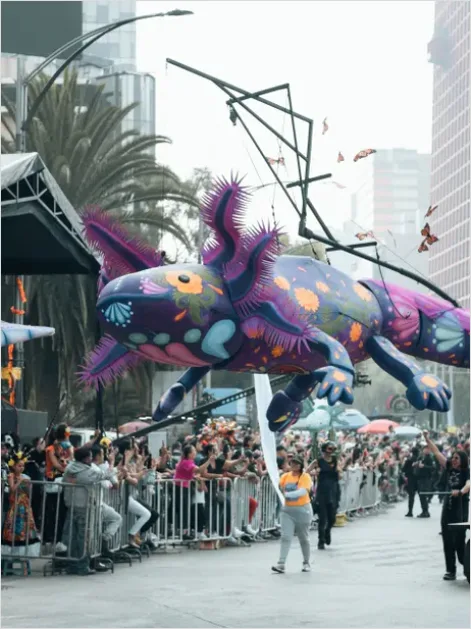 Detail Parade Floats Downtown Street Wide Shot Number 2