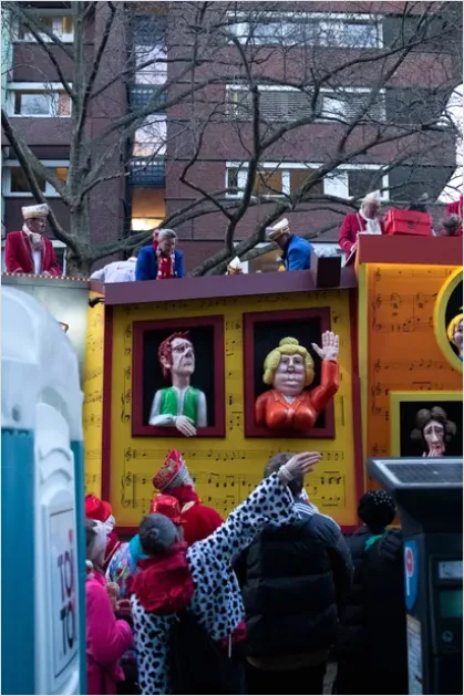 Detail Parade Floats Downtown Street Wide Shot Number 14