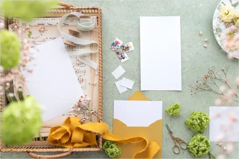 Detail Party Invitation Card Mockup Flat Lay Number 9