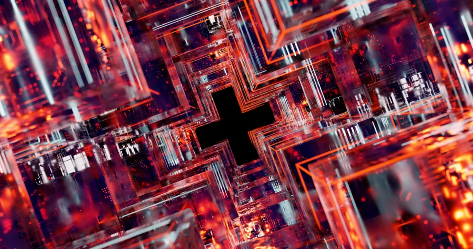 Detail Quantum Computing Concept Glowing Qubits Abstract Number 11