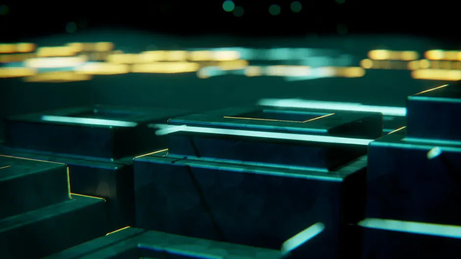 Detail Quantum Computing Concept Glowing Qubits Abstract Number 14