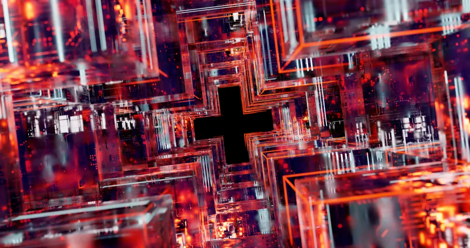 Detail Quantum Computing Concept Glowing Qubits Abstract Number 15