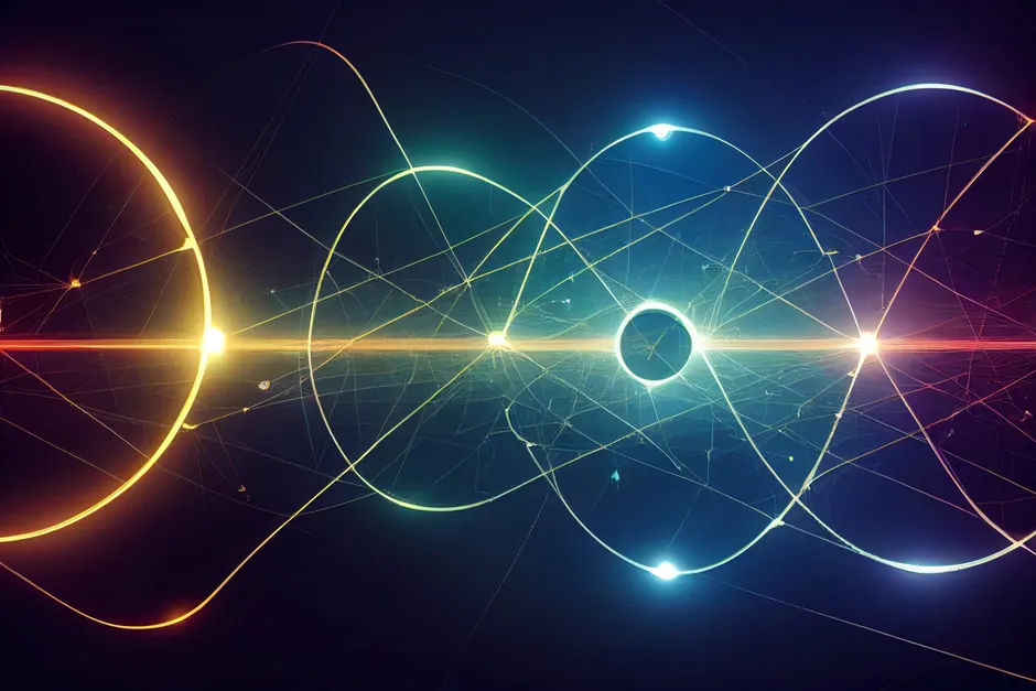 Detail Quantum Computing Concept Glowing Qubits Abstract Number 5