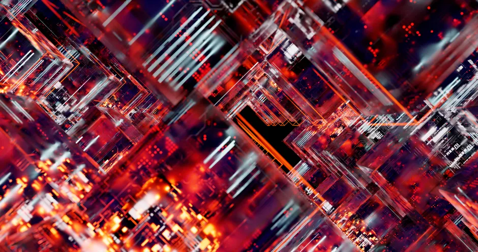 Detail Quantum Computing Concept Glowing Qubits Abstract Number 8